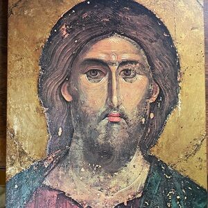 Jesus Christ painting on wood made in Germany